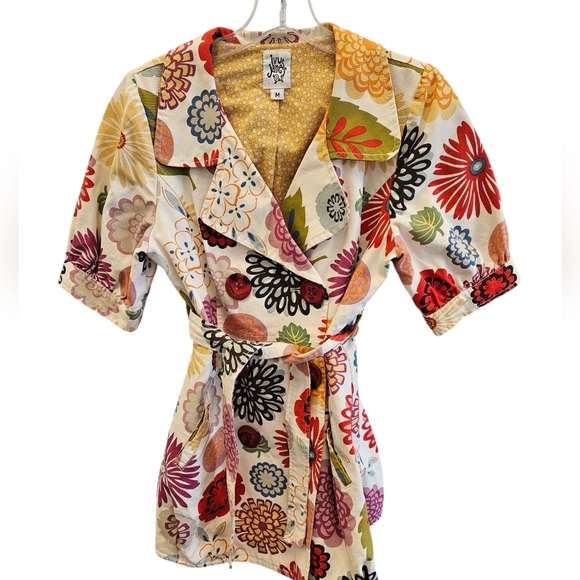 Ivy Jane Floral Button Belted Jacket Retro Vtg Womens - Picture 1 of 9